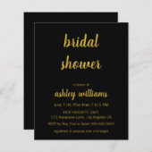 Papier Invitations de douche nuptiale en noir et or à bud (Devant / Derrière)
