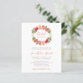 Papier Invitations de douche nuptiale fleurie de corail b (Debout devant)