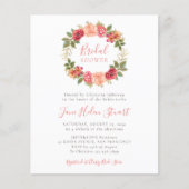 Papier Invitations de douche nuptiale fleurie de corail b (Devant)