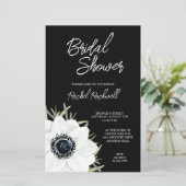 Papier Invitations de douche nuptiale noire blanche (Debout devant)