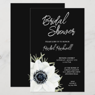 Papier Invitations de douche nuptiale noire blanche
