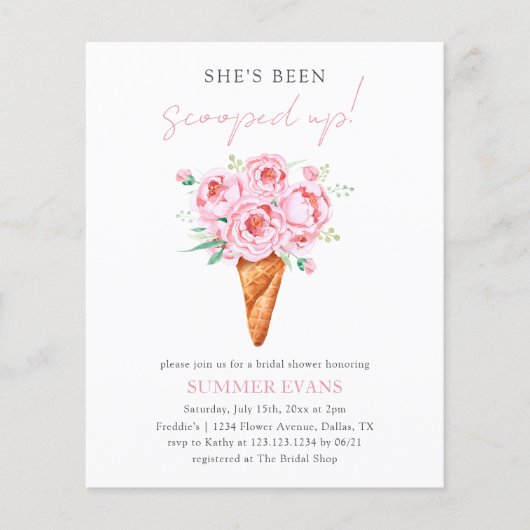 Papier Invitations de Fête des mariées de crème glacée ro (Devant)