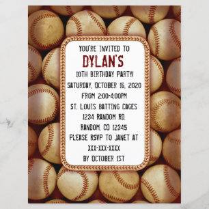Papier Invitations de la fête d'anniversaire du baseball
