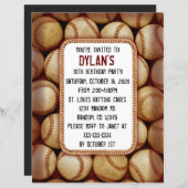 Papier Invitations de la fête d'anniversaire du baseball (Devant / Derrière)