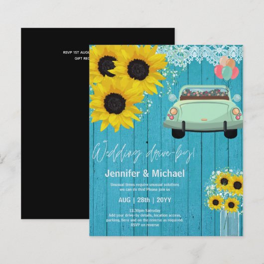 Papier Invitations de mariage à budget Drive-BY - Couple (Devant / Derrière)