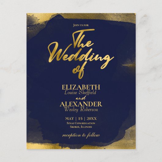 Papier Invitations de mariage Abstraites | Bleu bleu mari (Devant)