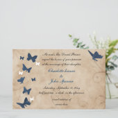 Papier Invitations de mariage aux papillons Vintages (Debout devant)