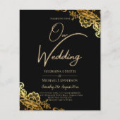 Papier Invitations de Mariage Black Gold Lace (Devant)