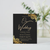 Papier Invitations de Mariage Black Gold Lace (Debout devant)