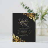 Papier Invitations de Mariage Black Gold Lace (Debout devant)