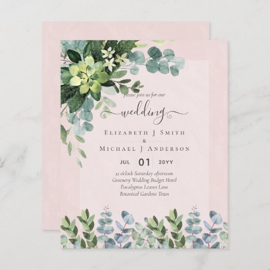 PAPIER INVITATIONS DE MARIAGE BUDGÉTAIRE DATES D'ÉPARGNE  (Devant / Derrière)