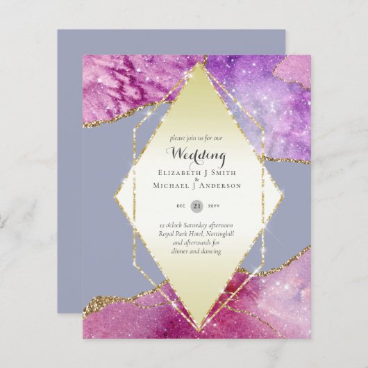 PAPIER INVITATIONS DE MARIAGE BUDGÉTAIRE - ÉCLAIRAGE DE L (Devant / Derrière)