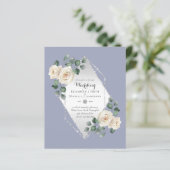 Papier Invitations de MARIAGE BUDGÉTAIRE - Roses blanches (Debout devant)