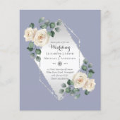 Papier Invitations de MARIAGE BUDGÉTAIRE - Roses blanches (Devant)