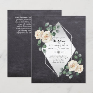 Papier INVITATIONS DE MARIAGE BUDGÉTAIRE - Roses blanches