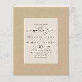 Papier INVITATIONS DE MARIAGE BUDGÉTAIRE - Script minimal (Devant)