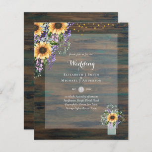 Papier INVITATIONS DE MARIAGE BUDGÉTAIRE - Tournesols rus