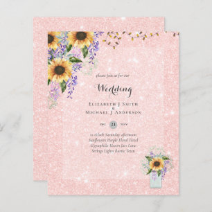 Papier INVITATIONS DE MARIAGE BUDGÉTAIRE - Tournesols rus