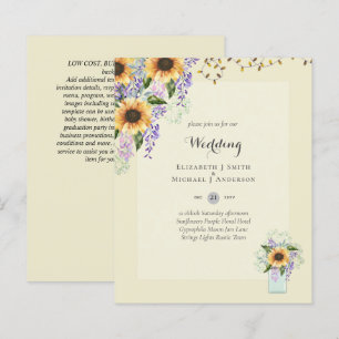 Papier INVITATIONS DE MARIAGE BUDGÉTAIRE - Tournesols rus