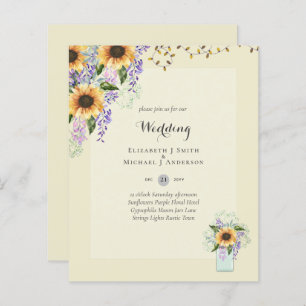 Papier INVITATIONS DE MARIAGE BUDGÉTAIRE - Tournesols rus