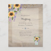 Papier INVITATIONS DE MARIAGE BUDGÉTAIRE - Tournesols rus (Devant)