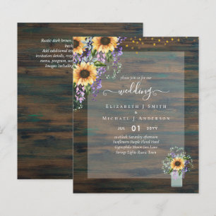 Papier INVITATIONS DE MARIAGE BUDGÉTAIRE Tournesols rusti