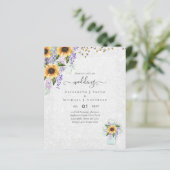 Papier INVITATIONS DE MARIAGE BUDGÉTAIRE Tournesols rusti (Debout devant)