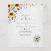 Papier INVITATIONS DE MARIAGE BUDGÉTAIRE Tournesols rusti (Devant)