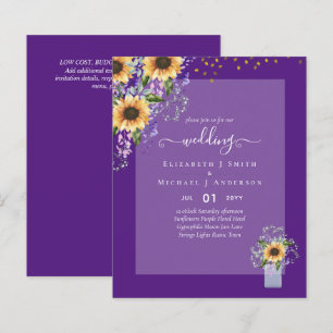Papier INVITATIONS DE MARIAGE BUDGÉTAIRE Tournesols rusti