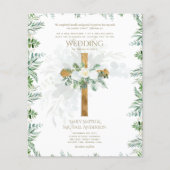 Papier Invitations de mariage catholiques Croix de Roses (Devant)