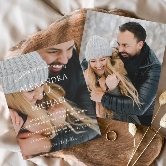 Papier Invitations de mariage de photos budgétaires