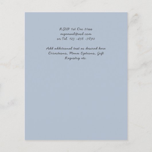 Papier Invitations de mariage Dusty Blue Boho (Dos)
