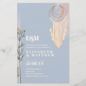 Papier Invitations de mariage Dusty Blue Boho (Devant)