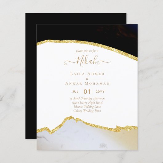 Papier Invitations de mariage islamique Nikah - Glittery  (Devant / Derrière)