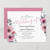 Papier Invitations de mariage rose floral Budget (Devant / Derrière)