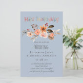 Papier Invitations de mariage Thanksgiving Dusty Blue Ora (Debout devant)