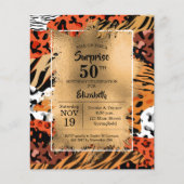 Papier Invitations de Posters de animaux sauvages d'or 50 (Devant)