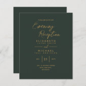 Papier Invitations de réception du soir Mariage d'or vert (Devant / Derrière)