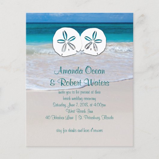 Papier Invitations de sable de plage abordable Mariage de (Devant)