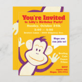 Papier Invitations de singes pour la fête d'anniversaire  (Devant / Derrière)