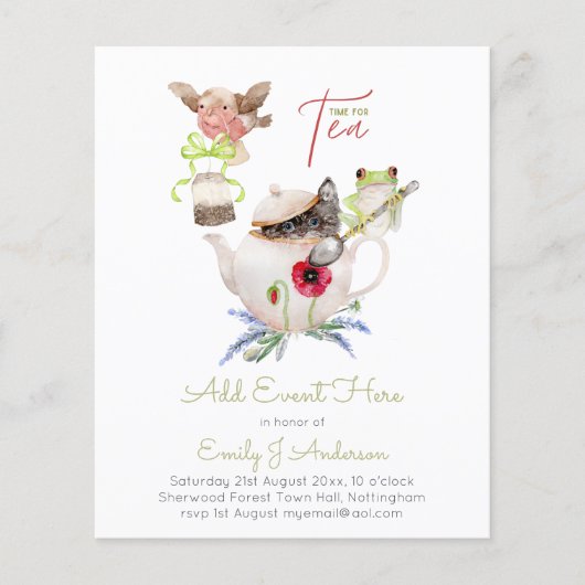 Papier Invitations de Tea Party pour n'importe quel budge (Devant)