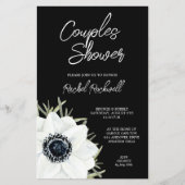 Papier Invitations de Wedding shower Floral Blanc Noir (Devant)
