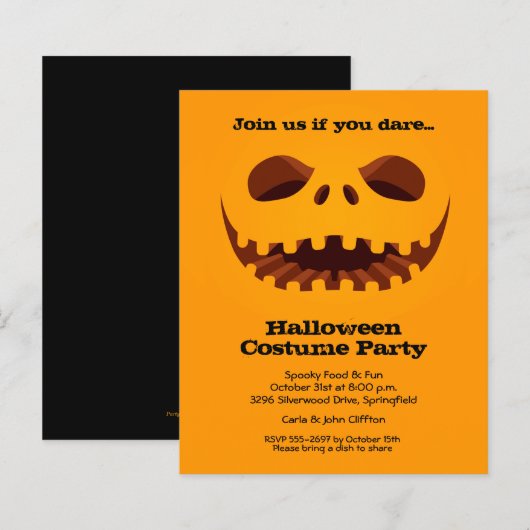 Papier Invitations d'Halloween Jack o' Lantern Budget (Devant / Derrière)