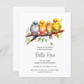 Papier Invitations du Baby shower aux oiseaux mignons du  (Devant / Derrière)