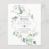 Papier Invitations du budget Mariage Eucalyptus (Devant)