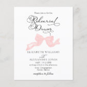Papier Invitations du dîner de répétition | Bow rose (Devant)