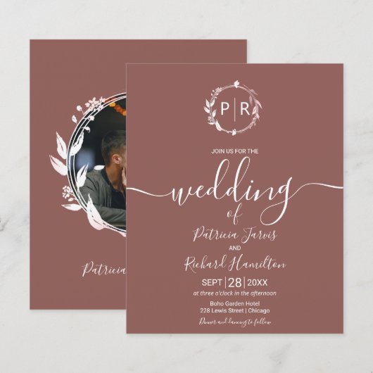 Papier Invitations Monogramme Budget Wedding (Devant / Derrière)