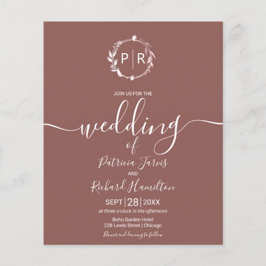 Papier Invitations Monogramme Budget Wedding (Devant)