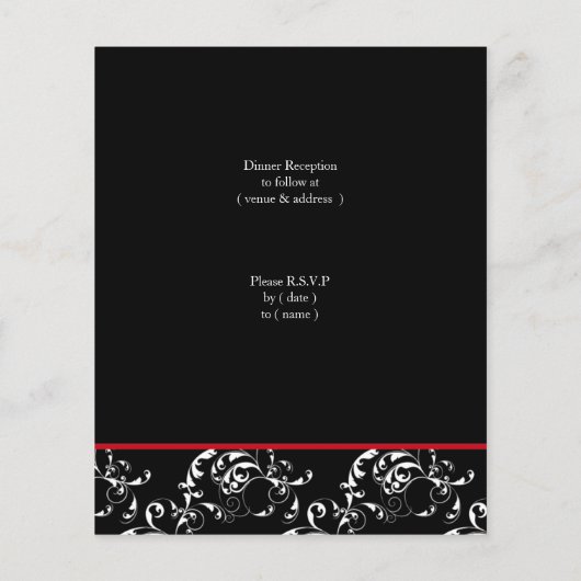 Papier Invitations Red Black Mariage damassé (Dos)