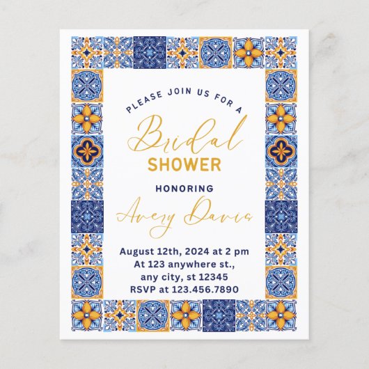 Papier Italien bleu jaune Fête des mariées Budget d'été (Devant)